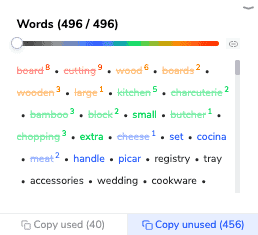 Copy unused Keywords from Scribbles page