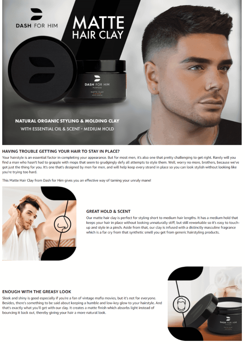 Dash For Him Hair Clay haircare products for men