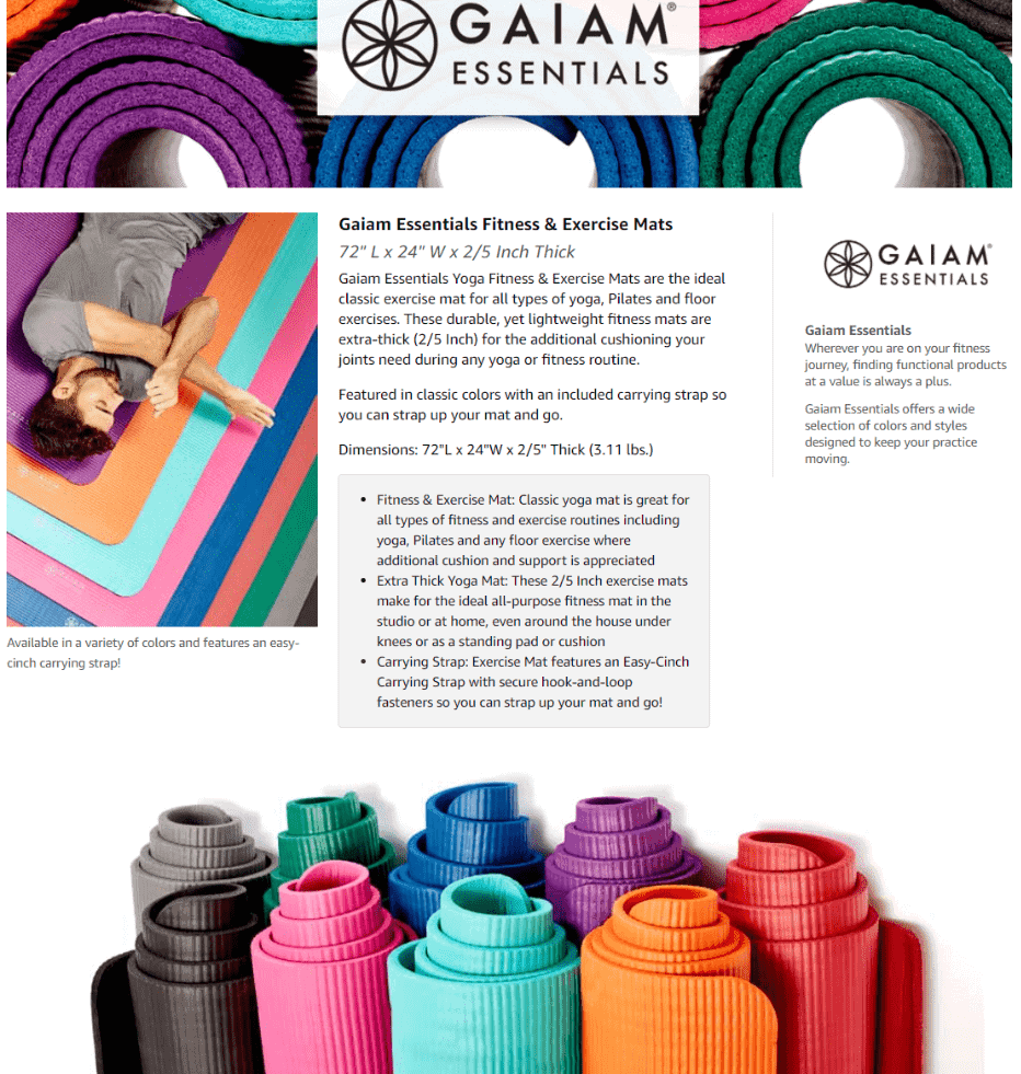 Gaiam Yoga Mat-Inspiring Amazon Enhanced Brand Content Example