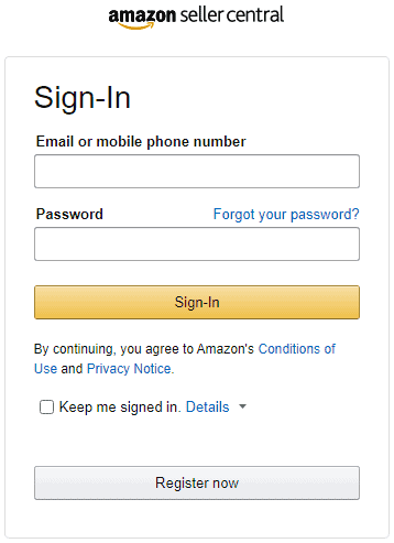 Amazon Seller Central account Sign-in