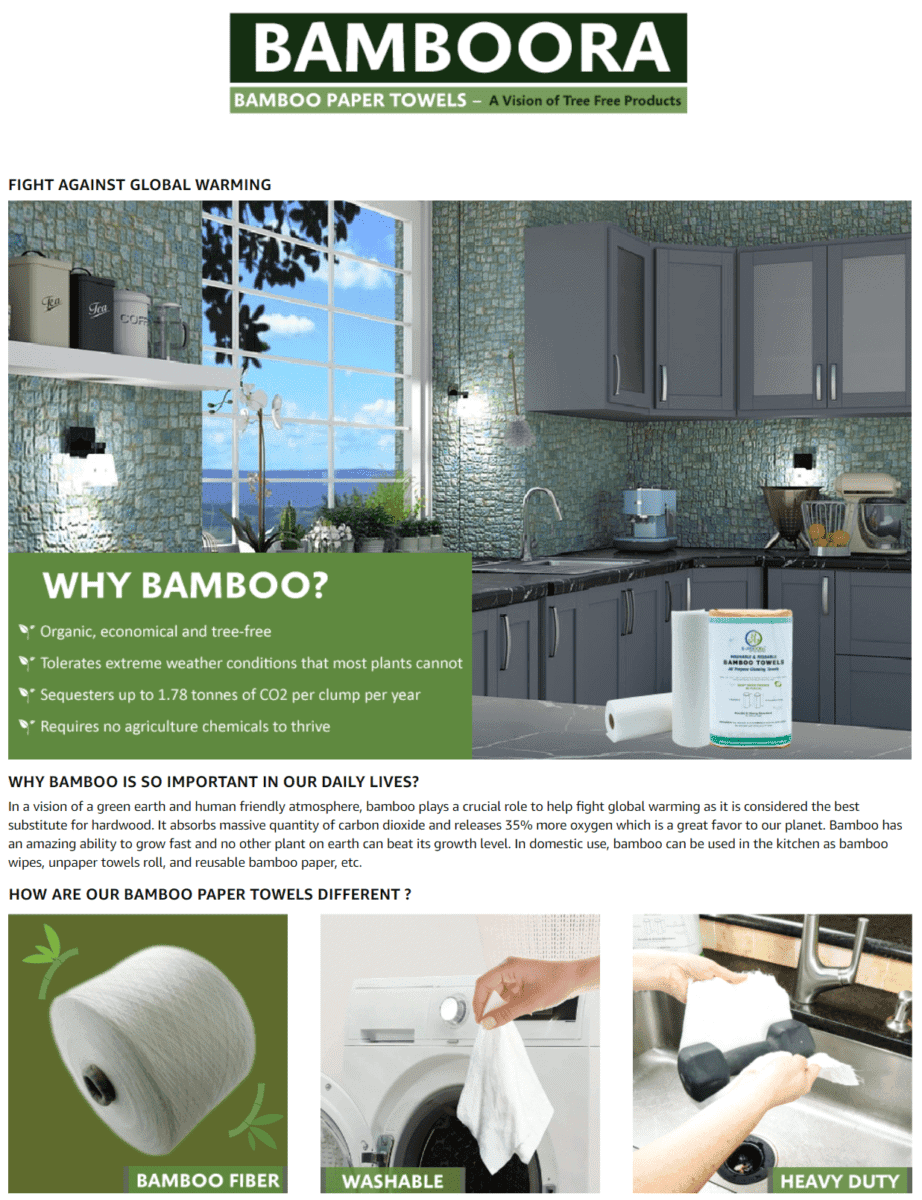 Bamboora Reusable Bamboo Paper Towels A+ layout