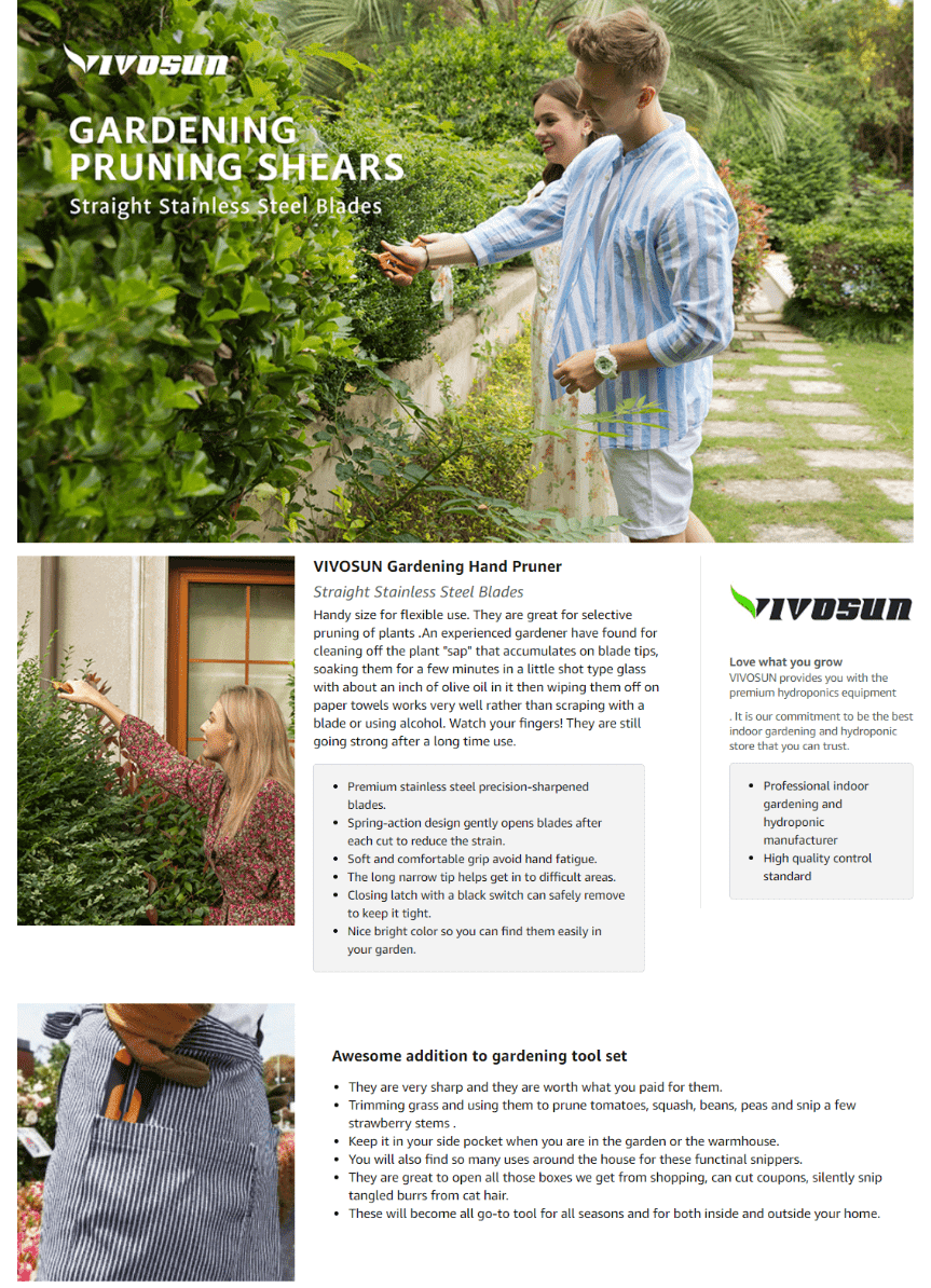 Vivosun Gardening Hand Pruner Amazon EBC Examples