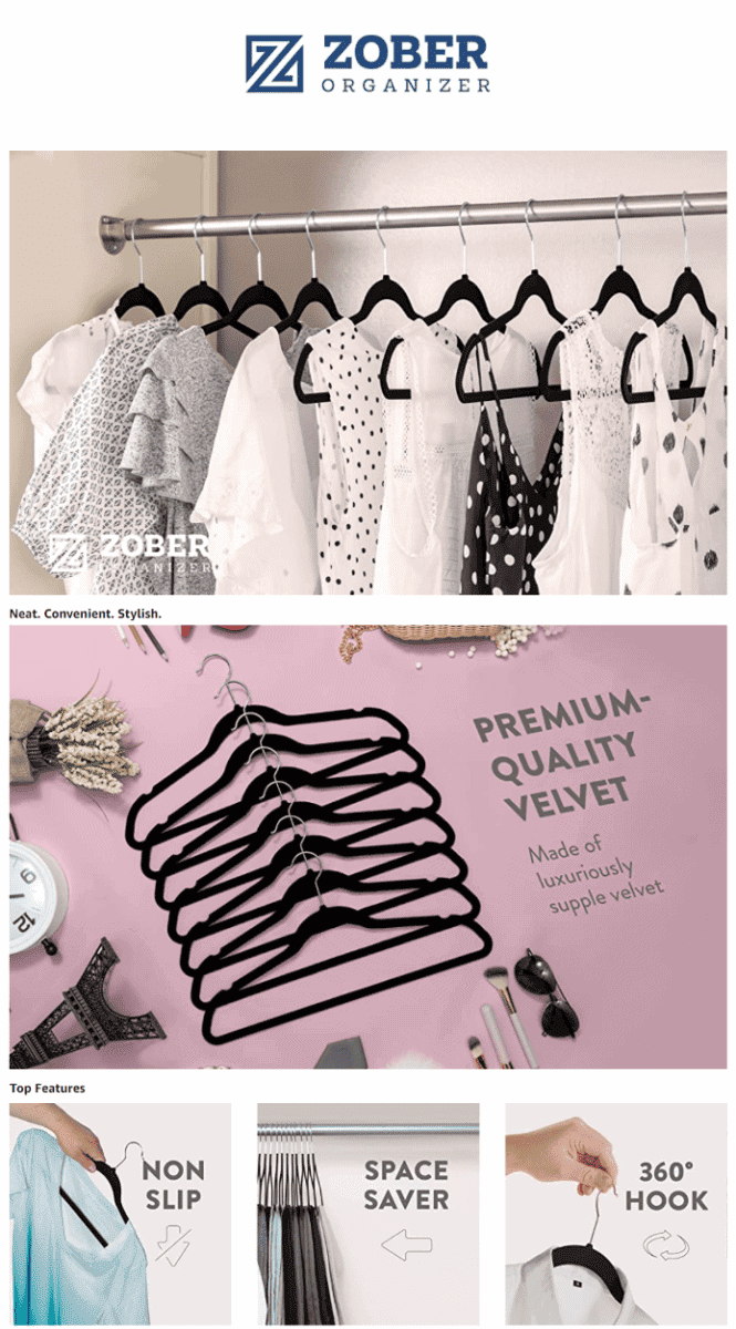 Zober Premium Velvet Hangers Amazon EBC Examples