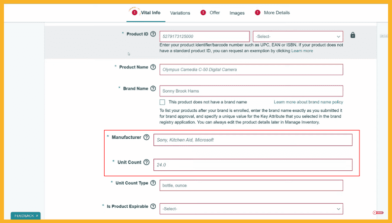 Incomplete Product Details