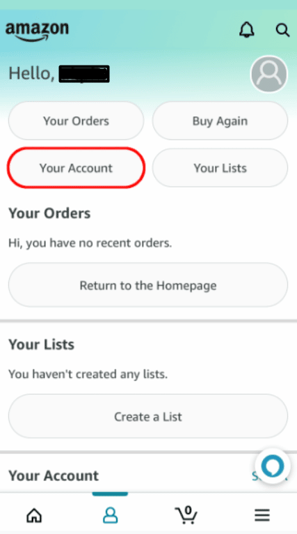 select your account