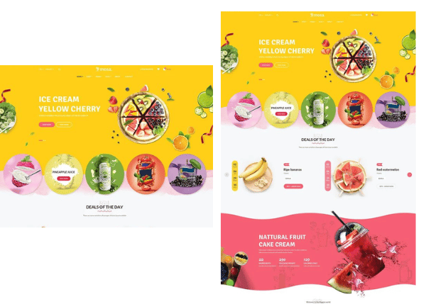 This product landing page example has a layout with a summer vibe