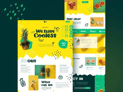 Fruit Box’s product landing page examples have bright colors that match the brightness of the fruits on the products.