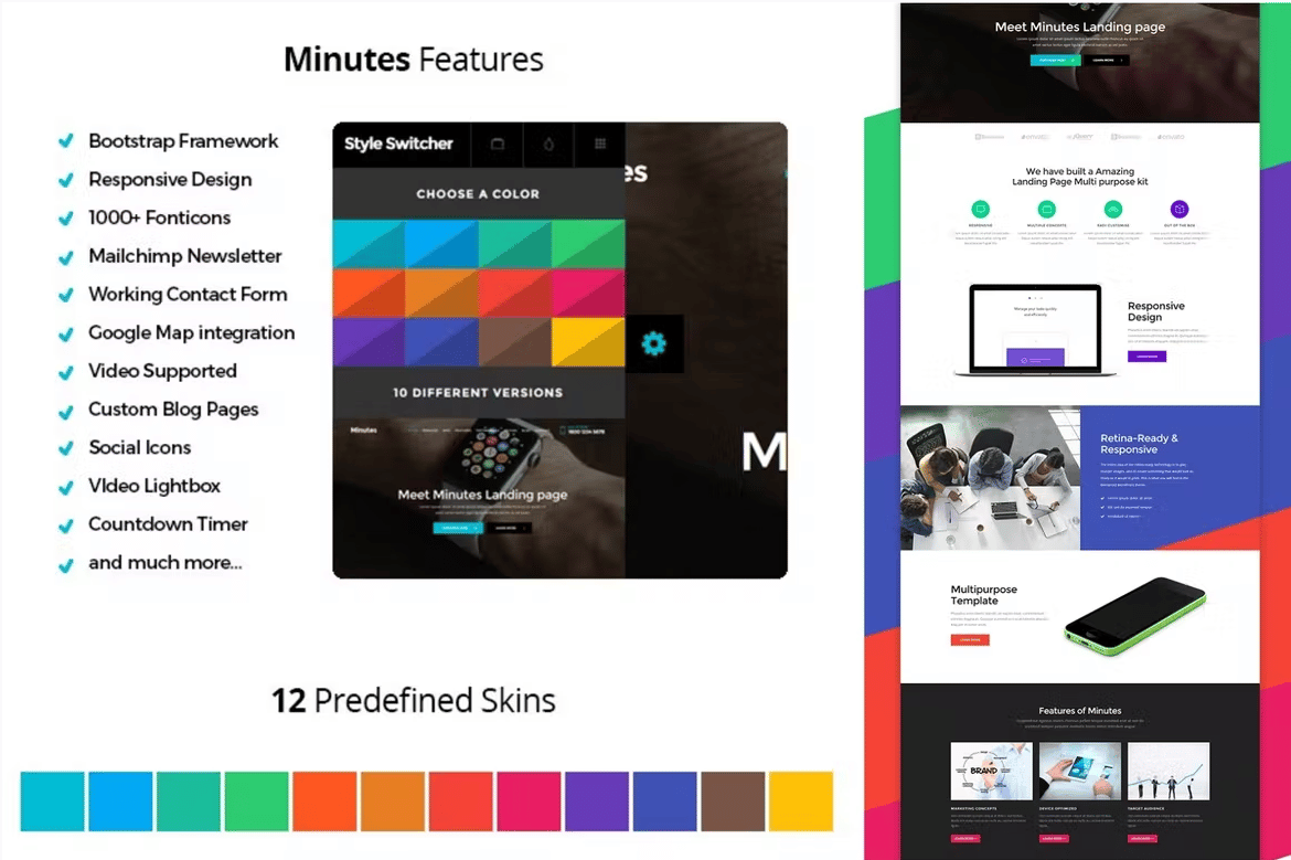 The Minutes product landing page highlights product benefits.