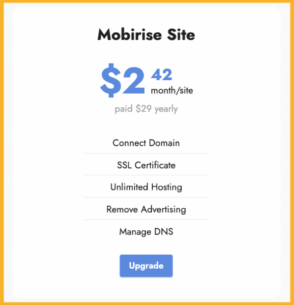 mobirise pricing plan