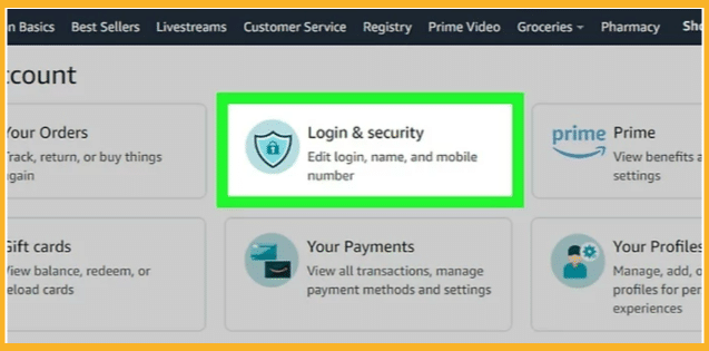 Select Account and Click Login & Security.