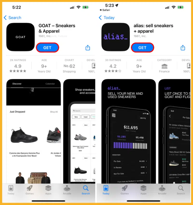 The goat sale shoe app