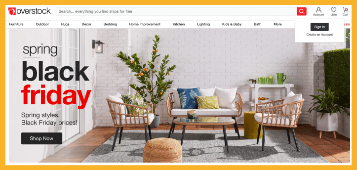 overstock homepage