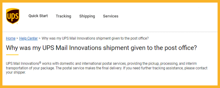 UPS Mail Innovation Service