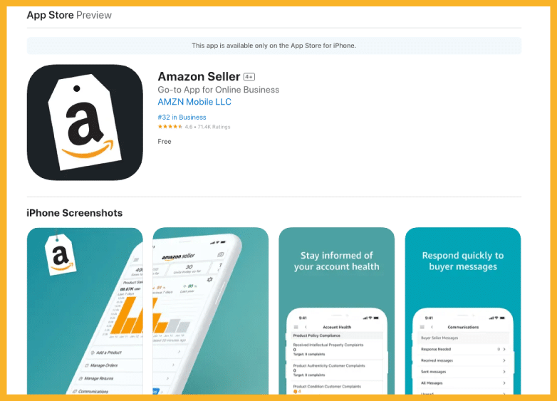 amazon seller app on app store