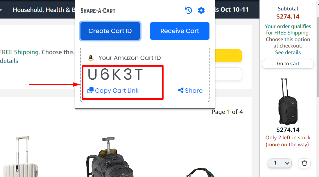 Retrieving the cart ID