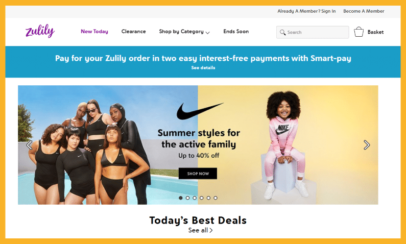 zulily homepage