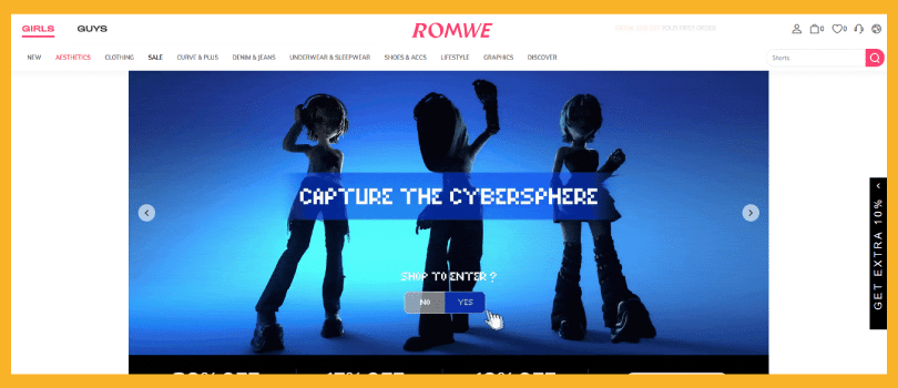 romwe homepage