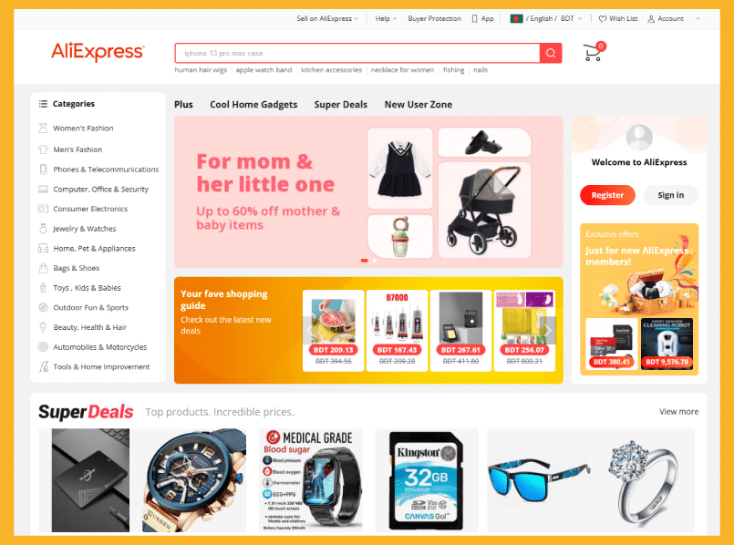 Aliexpress homepage