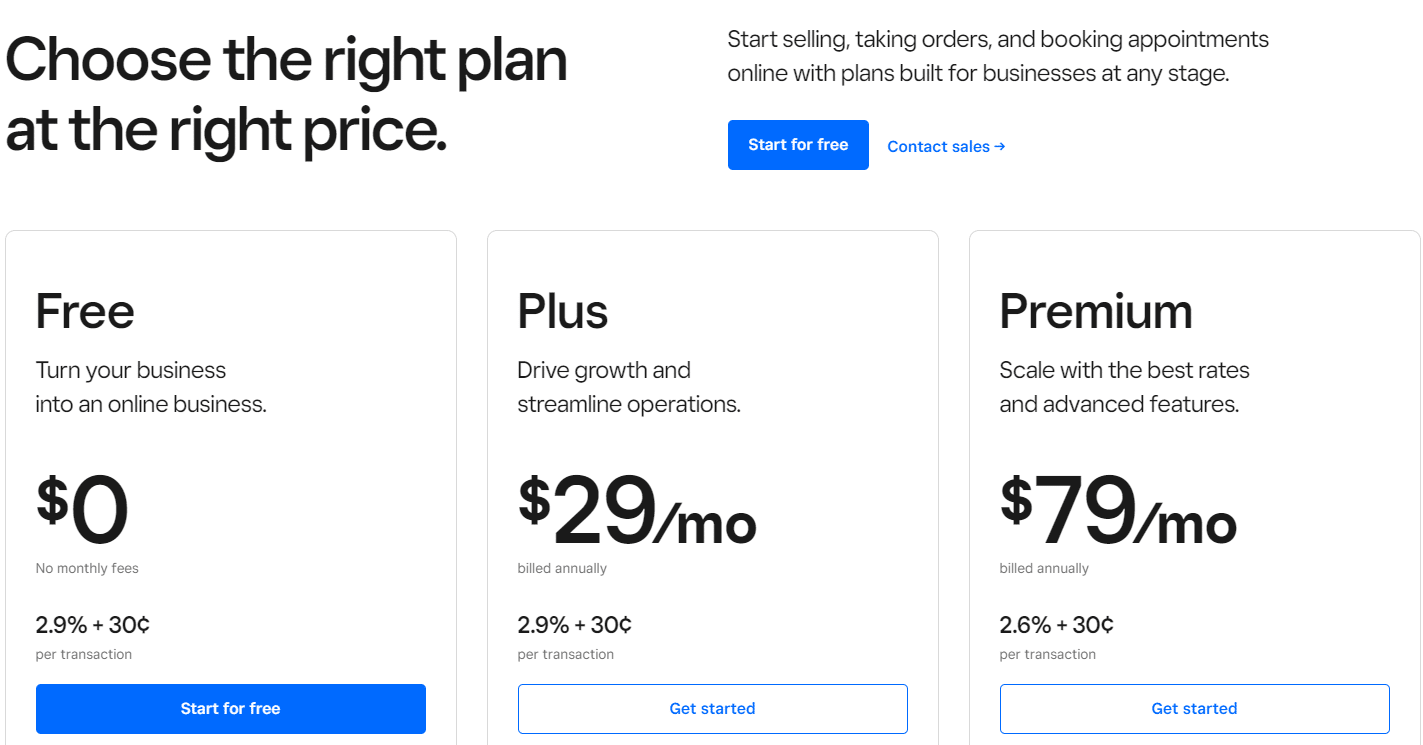 square online pricing plan