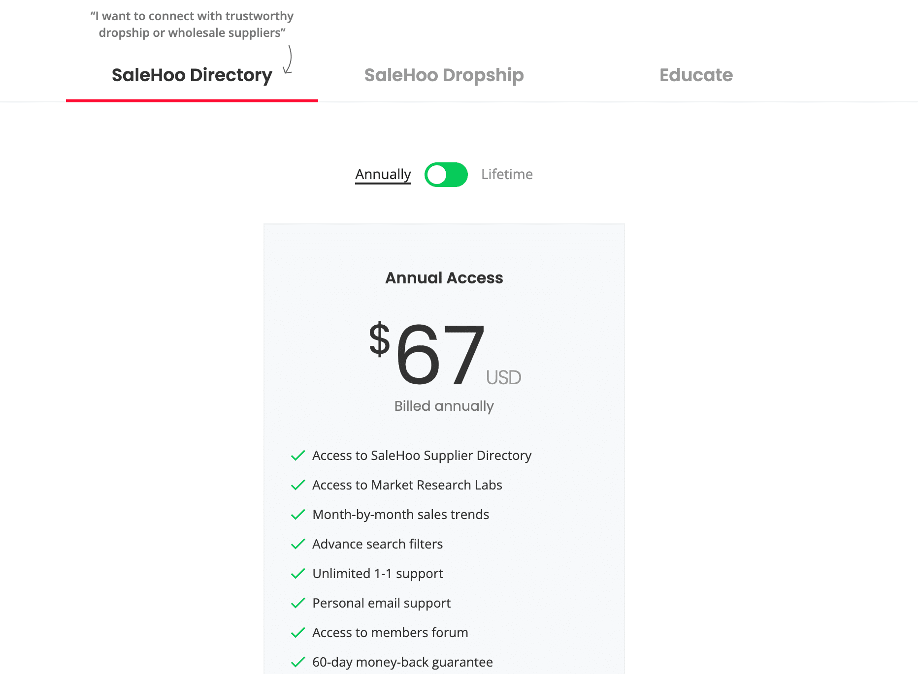 salehoo pricing plan