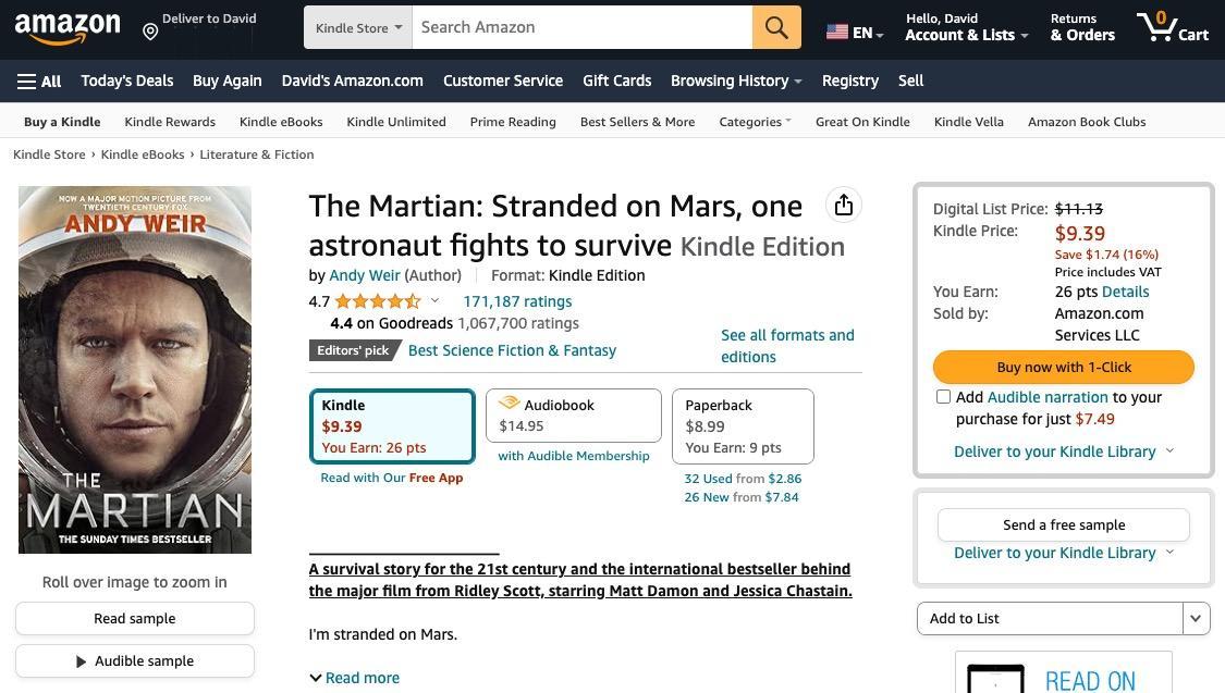 Andy Weir's blockbuster novel The Martian was originally self-published on Amazon.