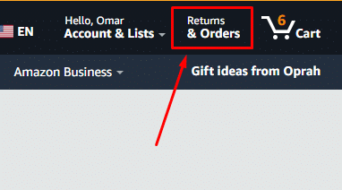 Amazon Returns & Orders tab