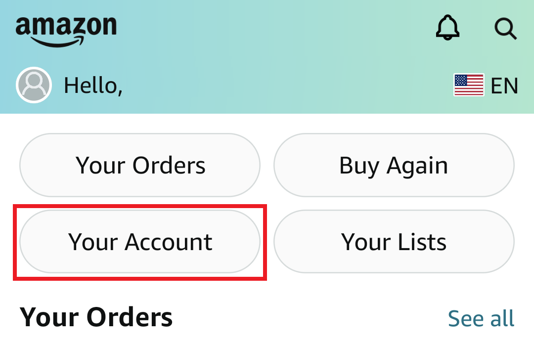 Amazon app Your Account