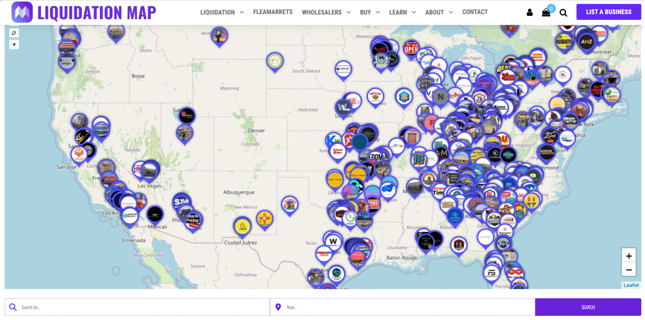 Liquidation warehouse locations in the US