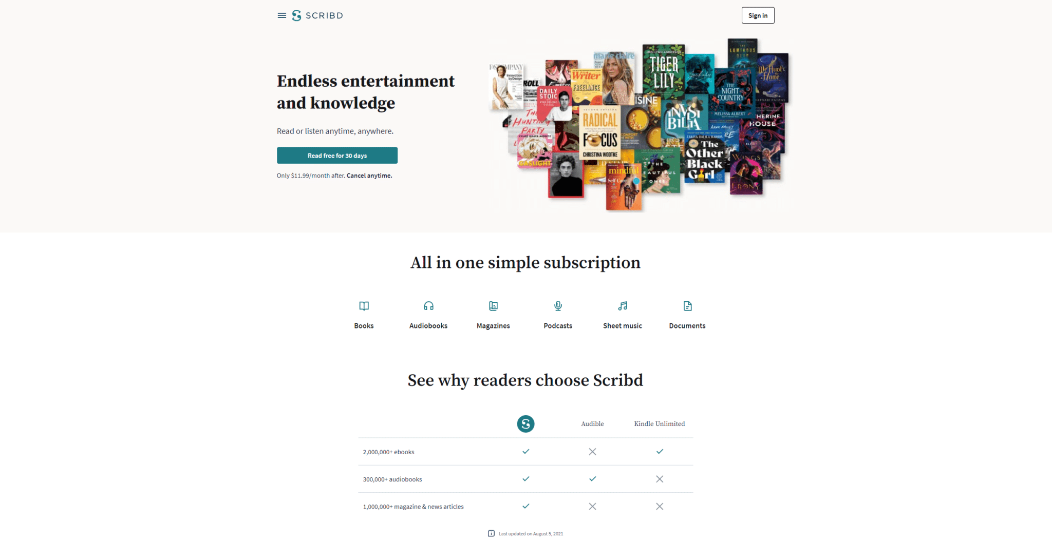 Scribd homepage