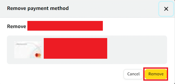 Amazon Remove payment method
