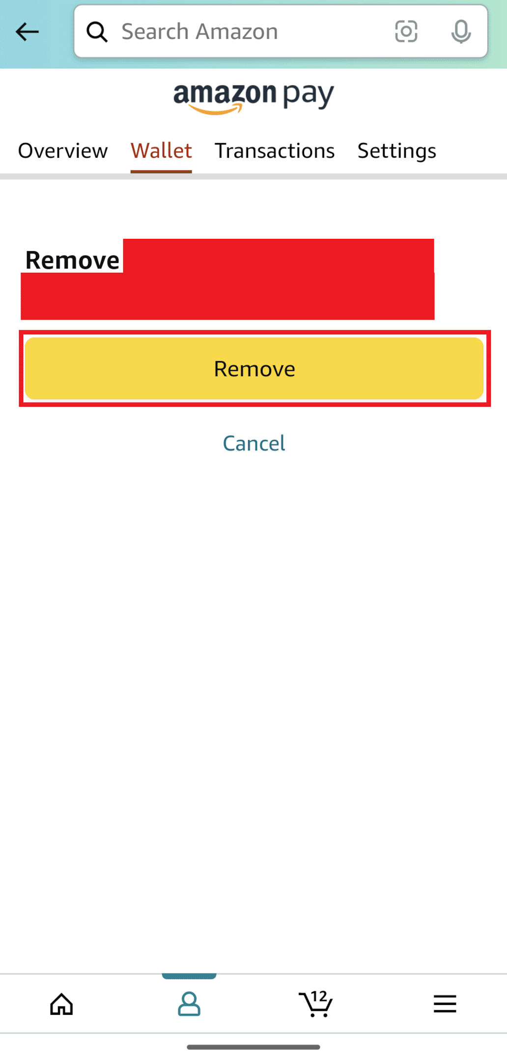 Tap Remove to confirm