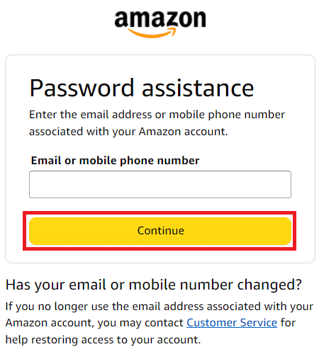 Enter your email or mobile phone number associated with your Amazon account