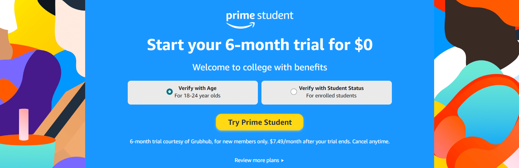 Amazon Prime Student homepage