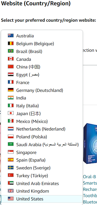 Select your preferred country/region website